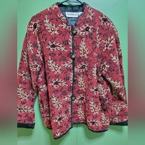 Flashback Red Embroidered Women's Teddy Jacket